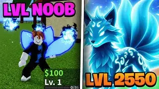 Level 1 - 2550 With KITSUNE FRUIT "Noob To Pro" in Blox Fruits Roblox