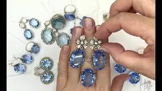 Кварц цвета ГОЛУБОЙ ТОПАЗ. Крупные украшения из серебра. Цены под видео.