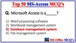 Top 50 MS Access mcq Questions and Answer | Microsoft Office | MS Office