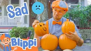 Blippi Learning Emotions With Halloween Pumpkins | Halloween Videos For Kids