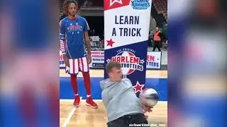 Harlem Globetrotter gets SCHOOLED by a basketball freestyler!