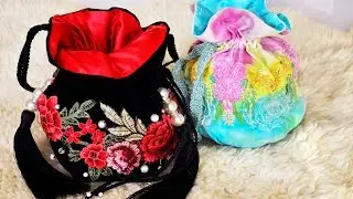 DIY Bucket Bag Step by Step TUTORIAL 🌹 Embroidered Roses And Pearls |✨The Color of Space #bucketbag