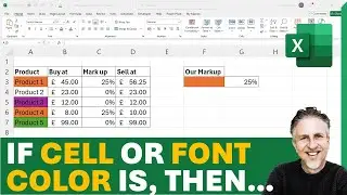 IF Cell or Font is Colour X (eg Red) - Then Return Value or Formula | Cell Colour Formula Excel