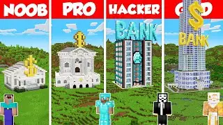 Bank Build Battle Challenge - Noob vs Pro vs Hacker vs God - Minecraft Animation