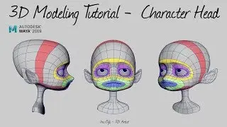 3D Modeling Tutorial -Modeling a stylized Character head ready for Animation in Maya 2024