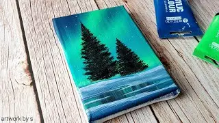 easiest northern lights painting on canvas / acrylic painting for beginners ✨️