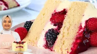 I mastered the perfect CHANTILLY CAKE recipe! Whipped cream & berry filled vanilla cake