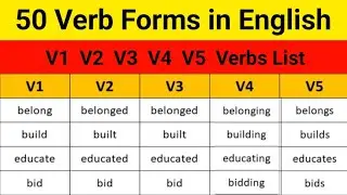 50 V1 V2 V3 V4 V5 Verbs List | Verb Forms in English V1 V2 V3 V4 V5 | Verb Forms in English V1 V2 V3