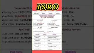 ISRO New vacancy 2023|| ISRO New requirements 2023|| 