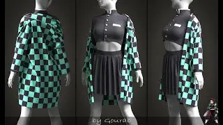 Making Tanjiro Outfit From Demon Slayer in Marvelous Designer/Clo3D