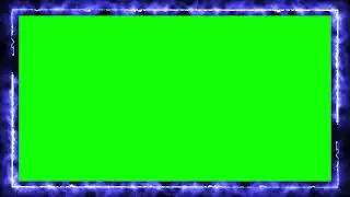 Blue Fire Frame 4K - Motion Neon Effect - Green Black Screen - Chroma Key - No Copyright