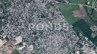 Zoom in from space and focus on Port-au-Prince, Haiti. 3D Animation. Background for travel intro.