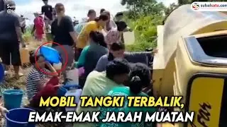 Mobil Tangki Terbalik, Emak emak Malah Jarah Minyak Goreng yang Tumpah