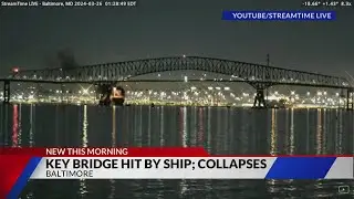 Cargo ship hits Baltimore's Key Bridge, collapsing it and sending vehicles into the water