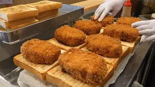 일본 거대한 돈까스 샌드위치 / Japanese giant pork cutlet sandwich - japanese street food