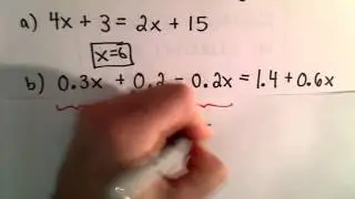 Solving a Linear Equation with Variables on Both Sides of the Equation, Ex 2