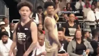 Blueface makes three pointer + Lil Mosey gets hit in the face with a basketball