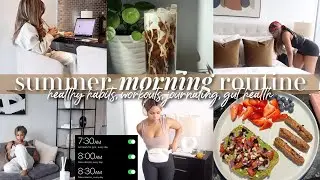 summer morning routine: tips to wake up early, gut health, journaling, healthy habits, supplements