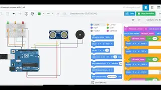 Ultrasonic sensor Tinkercad with led  | Distance measure | Tinkercad circuits | Block Code