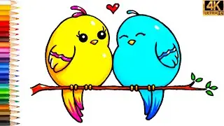 МИЛЫЙ РИСУНОК ПТИЦЫ 🐦КАК НАРИСОВАТЬ ПТИЦУ ЛЕГКО 😍РИСУЕМ КАРТИНКИ 🌈ПРОСТЫЕ РИСОВАНИЯ