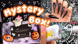 ⋆˚₊👻 Testing a HALLOWEEN NAIL MYSTERY BOX!!! 💜 + New Peel-off Base Coat! 🎃₊˚⋆