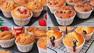 4 Easy and Delicious Muffins Recipes. Soft and fluffy muffins in 5 minutes. Easy Baking.