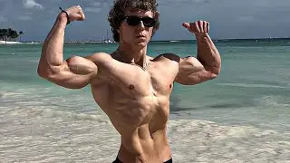 Young Guy flexing muscles