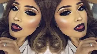 GOLD GLITTER CUT CREASE + DARK LIP