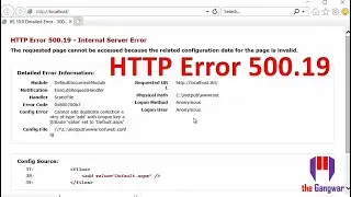 Http error 500.19 internal server error IIS | error on a web app in Internet Information Services