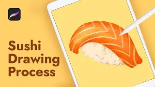 Drawing Sushi 🍣  in Procreate Digital Art #Shorts