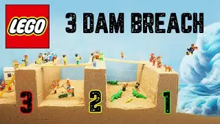 LEGO Tsunami Dam Breach - Triple Dam - Real Wave Machine - Tsunami Flood