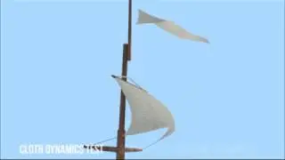 Cloth dynamics test 3ds max - rig sails,  flag and cloth tearing