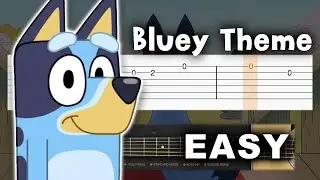 Bluey - Theme Song - EASY Guitar tutorial (TAB)