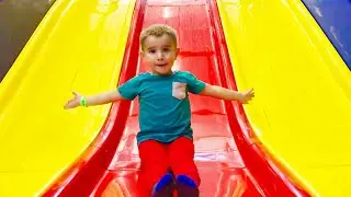 Lev and Gleb on the indoor playground in the holiday