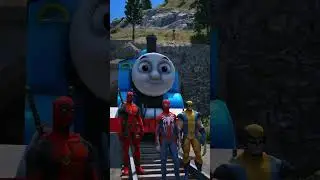 GTA V: RUDRA SAVING SUPER HEROES FROM THOMAS THE TRAIN #shorts