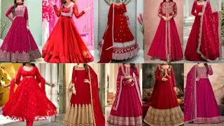 2024 letest red colour anarkali suit design । 50 + digain। partywear anarkali suit design।