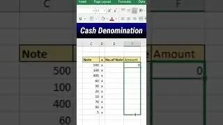 Cash Denomination in excel #shorts #excel #exceltips