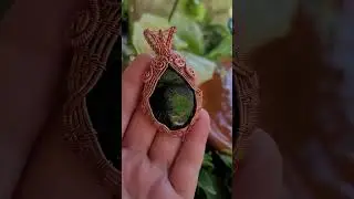 Wire Wrap green aventurine glass in copper WIP