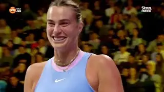 Aryna Sabalenka crying with laughter with Mirra Andreeva - Funny Moment - World Tennis League 2024