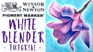 Winsor and Newton Pigment Marker // White blender pen tutorial & Magnolia Drawing