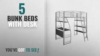 Top 10 Bunk Beds With Desk [2018]: DHP Studio Loft Bunk Bed Over Desk and Bookcase with Metal Frame,