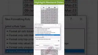 Highlight Weekends Dates with Conditional Formatting and WEEKDAY Formula in Excel  