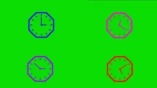 New 12 hours counting down 4 color clock animation video footage on green background