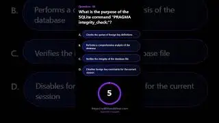 What is the purpose of the SQLite command PRAGMA integrity check