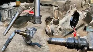 Front axle new king pin making a old broken axle shaft | Truck broken axle housing repair and bush