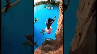 Floaty diving girls challenge pt.2🍩 Cliff jumping in Blue Tree Phuket