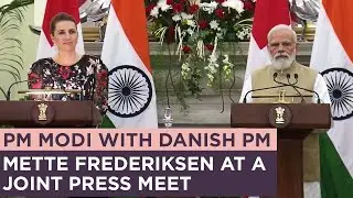 PM Modi with Danish PM Mette Frederiksen at a Joint Press Meet