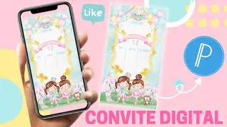 Como Fazer Convite Digital Personalizado No Celular | PixelLab - Convite Circo Rosa Aquarela