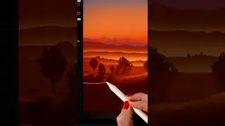 Warm Sunrise Painting in Procreate on iPad #digitalpaintingtutorial #springonshorts