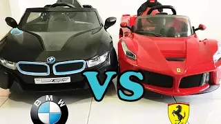 Bmw i8 Spyder vs Ferrari LaFerrari Ride On Car Review 2017